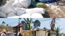 Truk Pengangkut Beras Terbalik di Turunan Giham Sukamaju Sopir Selamat